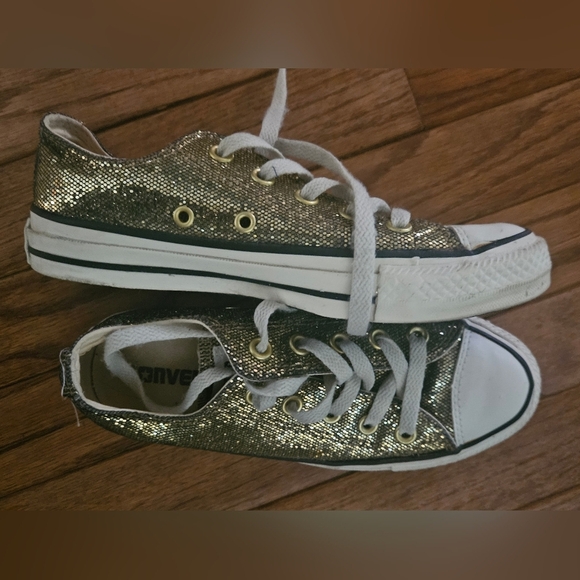 Converse Gold Glitter Chuck Taylor All Star Low Top (WO'S 5) - Picture 5 of 10